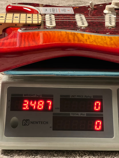 Fender Japan Hybrid II Stratocaster with Maple FB in Flame Sunset Orange Transparent JD24003542