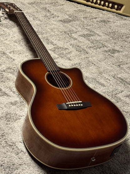 Cort Essence ES-GA4-BRSG Grand Auditorium Special Acoustic Guitar, Brown Burst Semi-Gloss