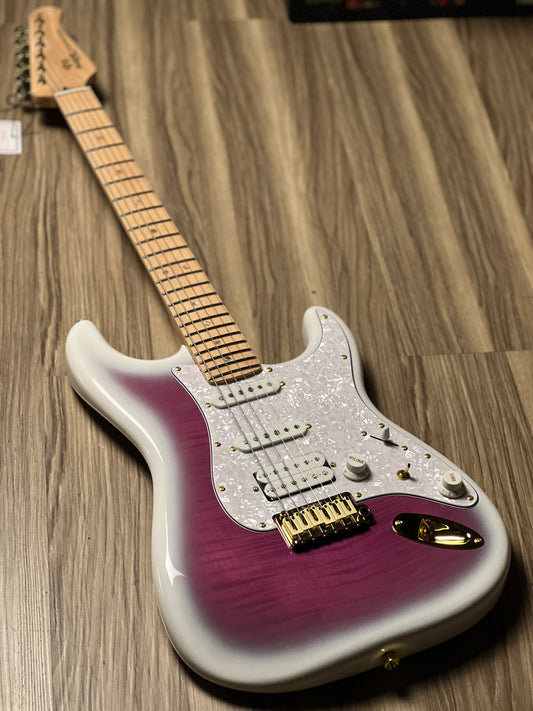 SQOE SEST900 HSS VT Custom Shop Series in See-Through Violet Burst Limited Edition with Hardshell Case