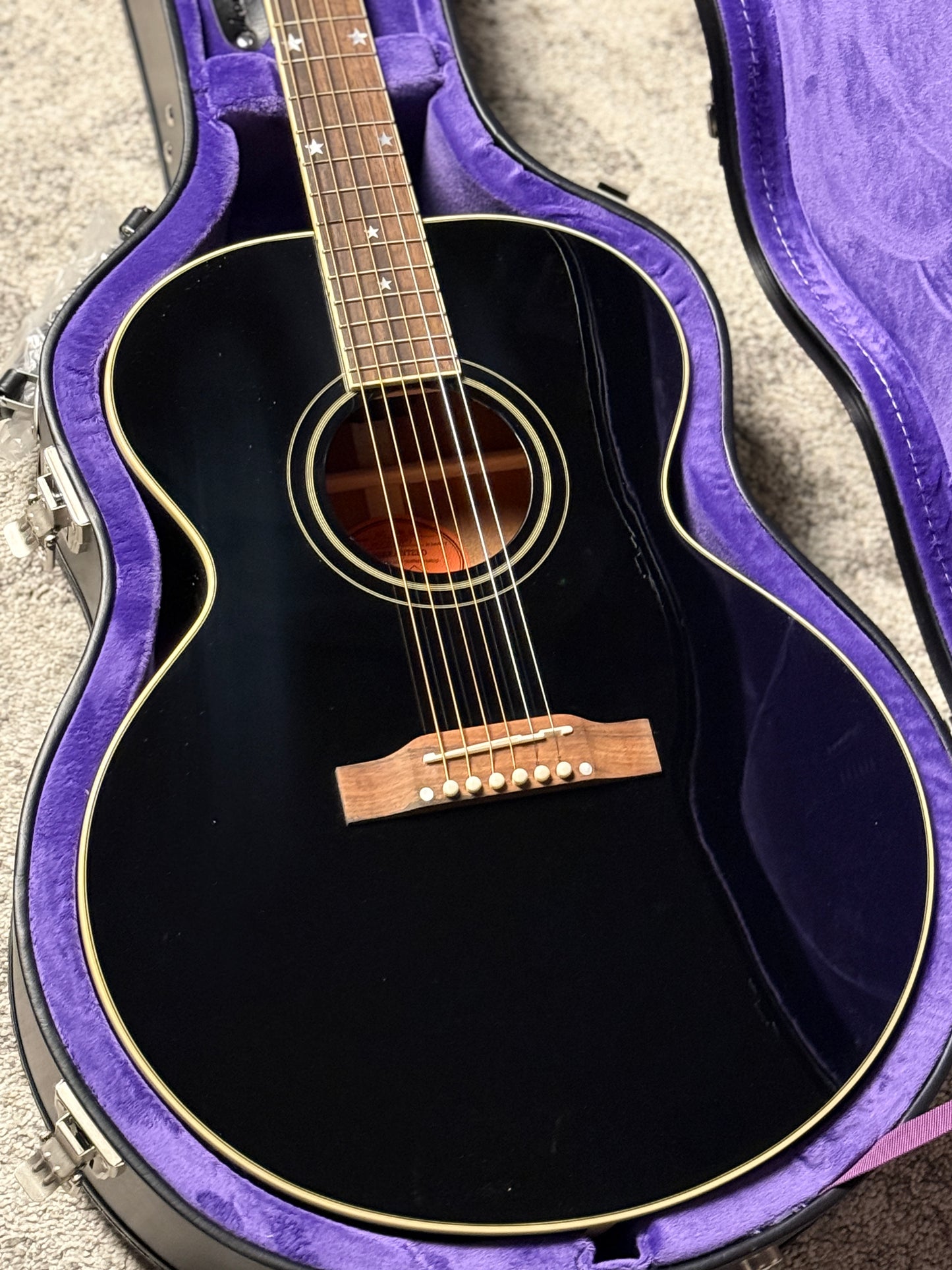 Epiphone J-180 LS Acoustic-electric with Hardshell Case in Ebony (Inspired by Gibson Custom)