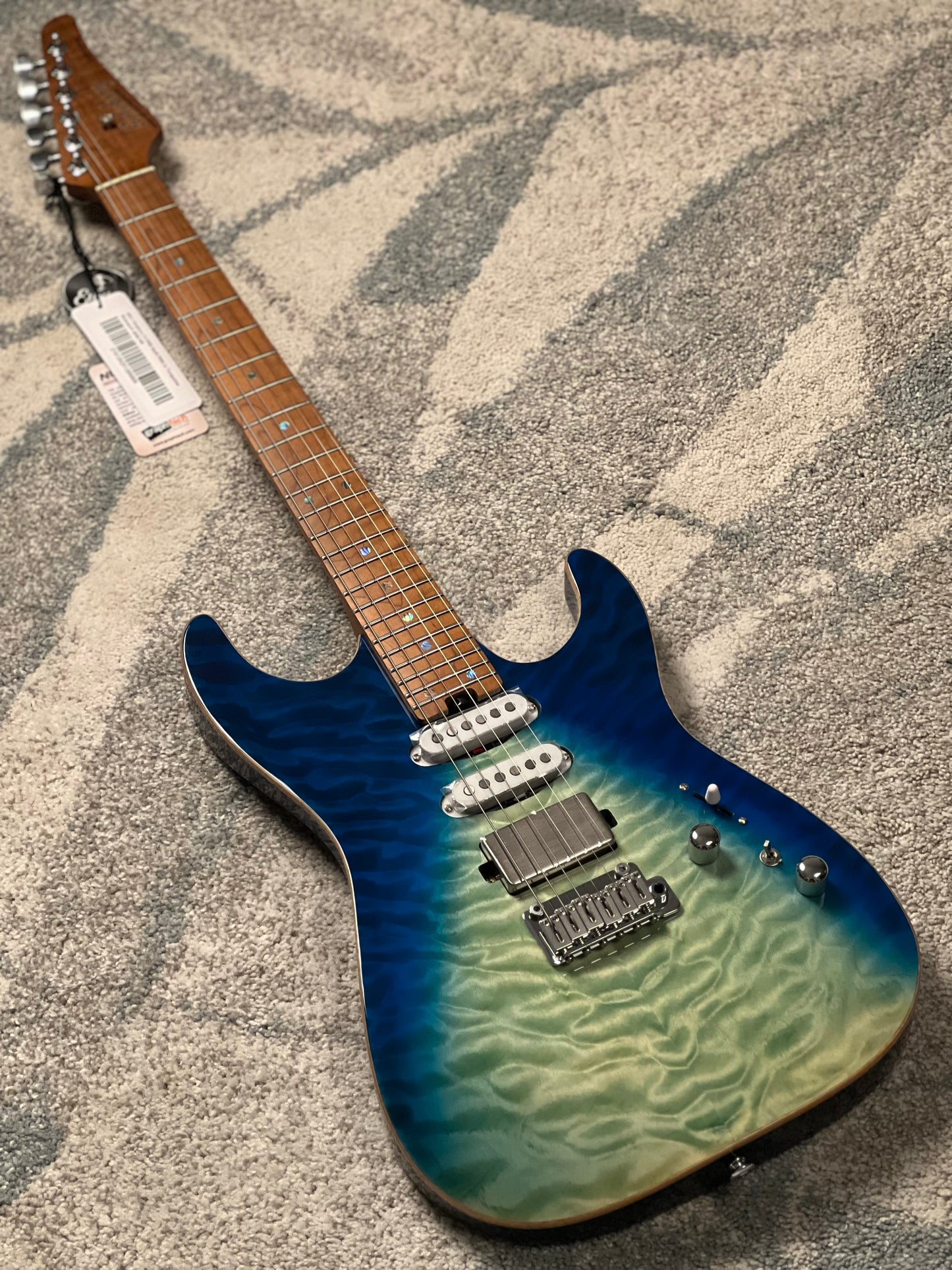 Soloking MS-1 Custom 24 HSS Quilt FMN in Blue Turquoise Wakesurf JESCAR