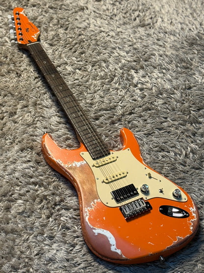 Dhatarattha Performance DST HSS in Capri Orange with RW FB and Nitrocellulose Lacquer Relic