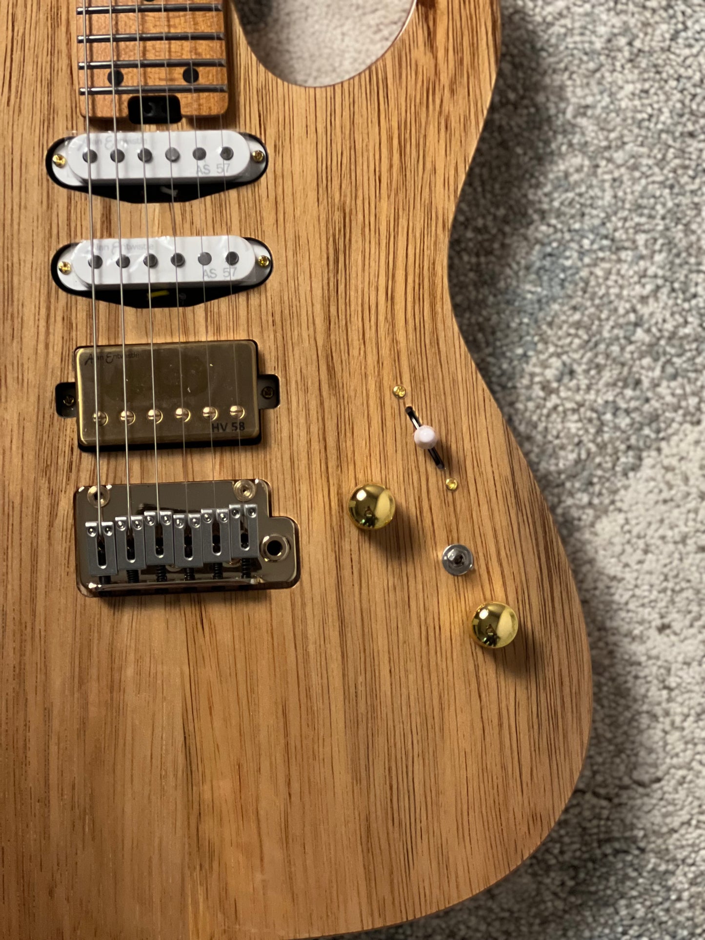 Soloking MS-1 Custom 24 HSS Boutique Black Limba/ASH with Roasted Maple FB in Natural Gloss