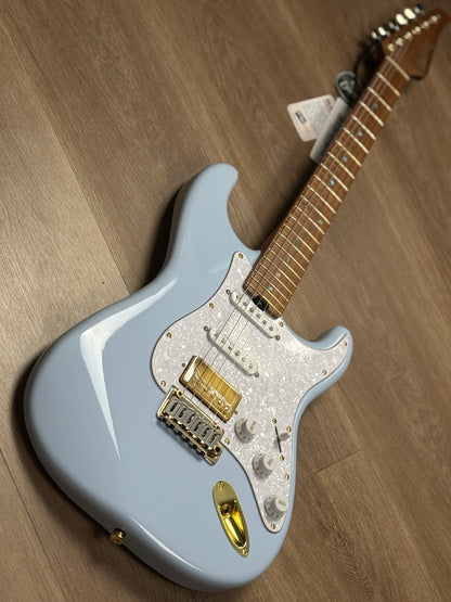 Soloking MS-1 FMN Artisan with Roasted Flame Maple Neck in Faded Sonic Blue JESCAR