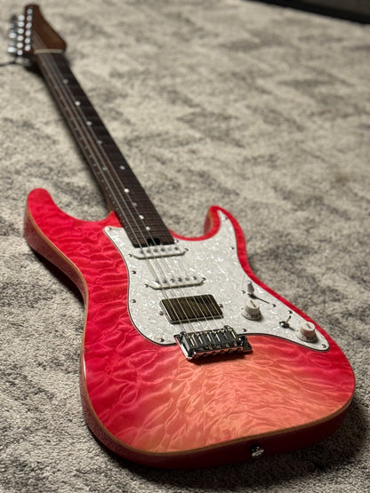 Soloking MS-1 Classic 22 HSS Quilt with Rosewood FB in Strawberry Wakesurf JESCAR (B STOCK)