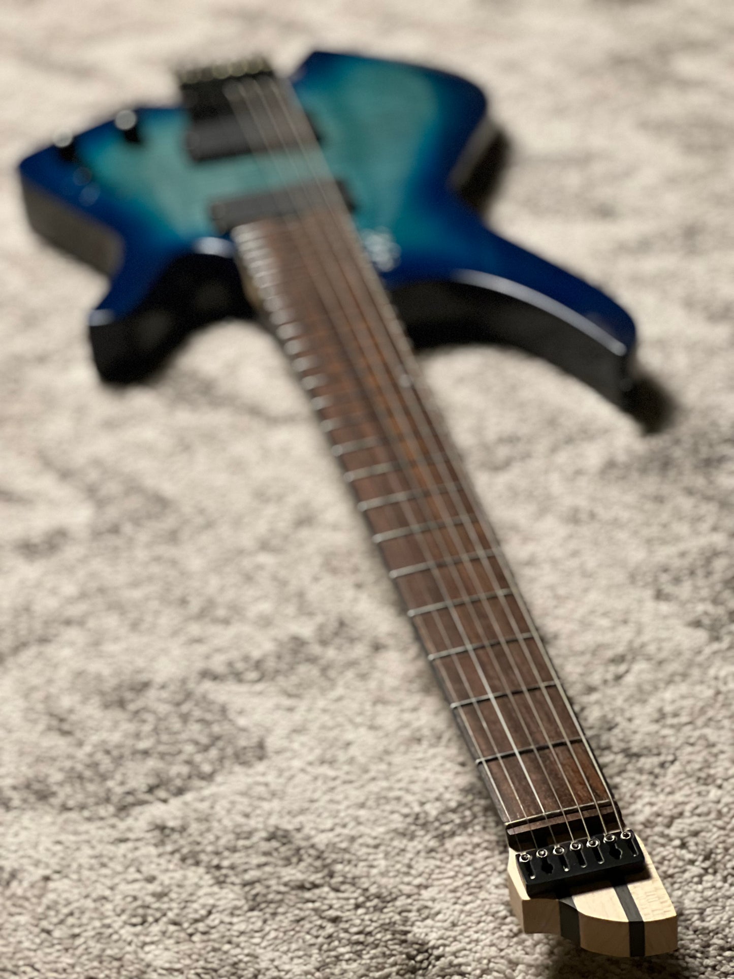 SLX Raptor Hybrid 7 Model A Headless with Flame Top in Ocean Blue Burst