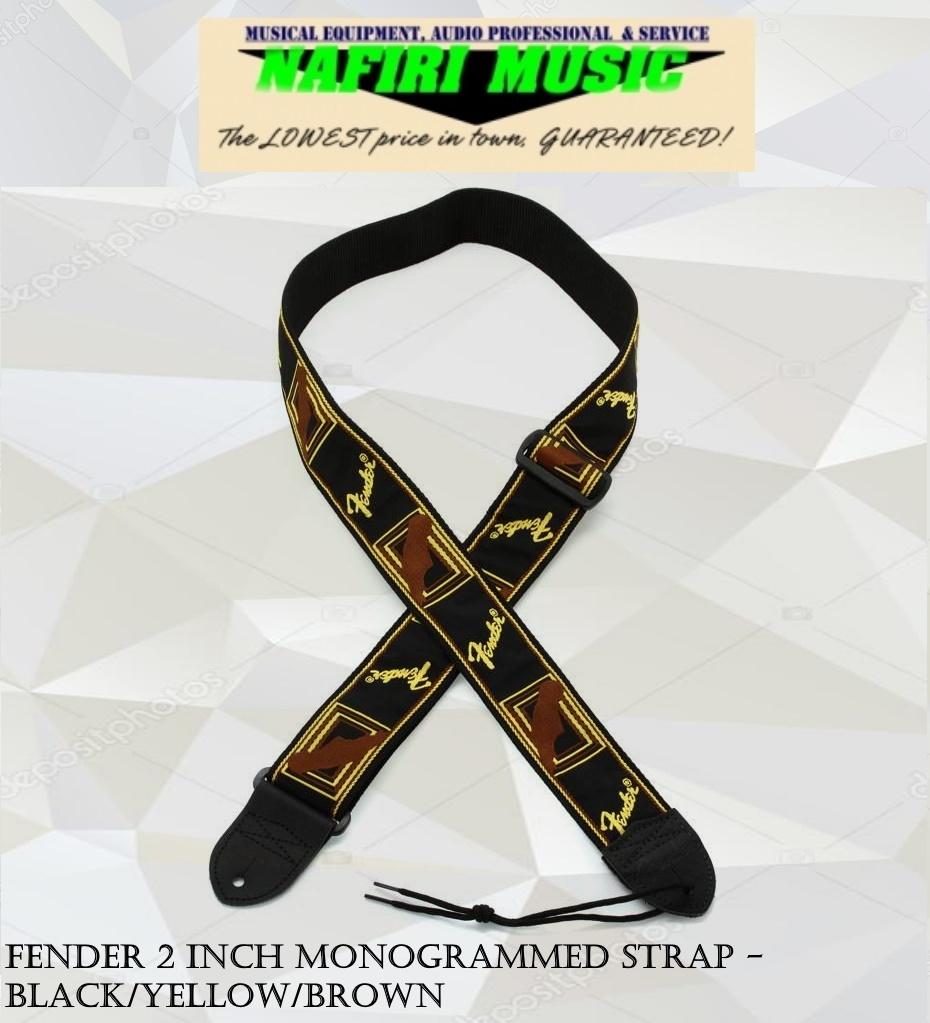 Fender 2 Inch Monogrammed Strap in Black/Yellow/Brown