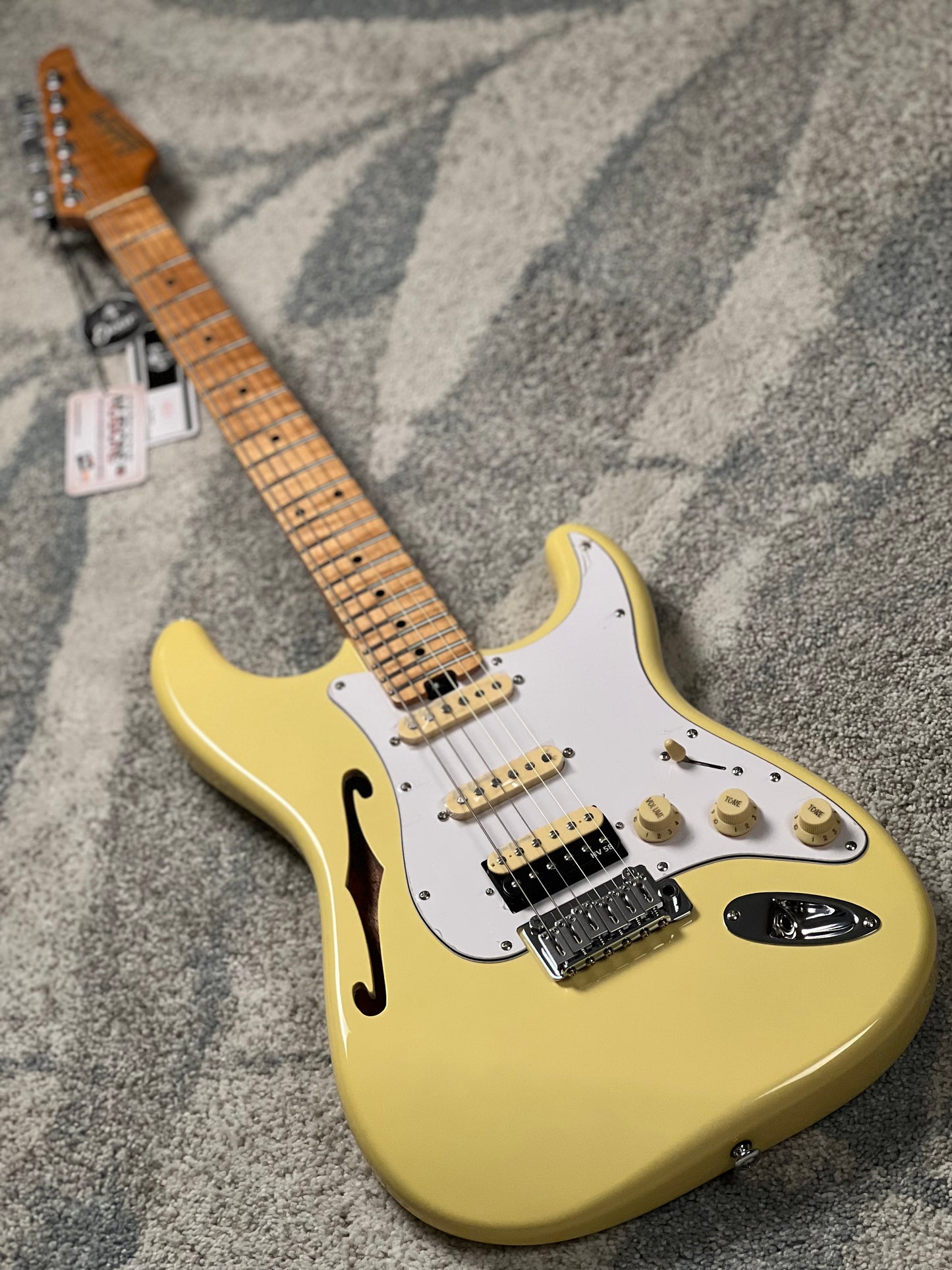 Soloking MS-1 FMN Thinline Artisan with Flame Maple Neck in Vintage White
