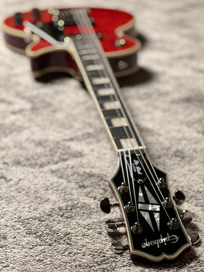 Epiphone Les Paul Custom Figured in Transparent Red w/Premium Gigbag 25021529236