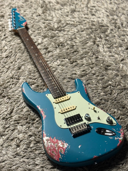 Dhatarattha Performance DST HSS in Ocean Turquoise over Pink Paisley with RW FB and Nitrocellulose Lacquer Relic