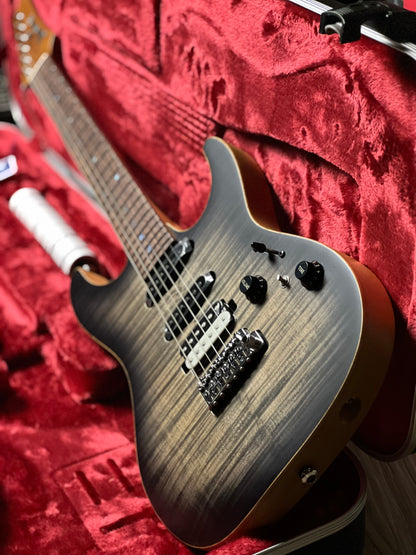 Ibanez TQM2-CUF Tom Quayle Signature  in Charcol Black Burst Flat with Case F2429224