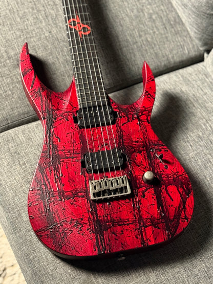 Solar Guitars A2.6 Canibalismo+ in Blood Red Open Pore with Blood Splatter IW21120562