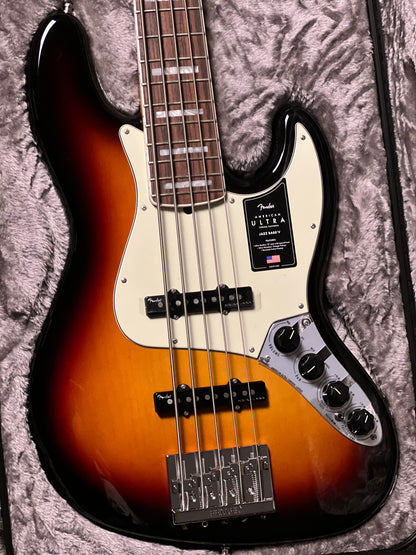 Fender American Ultra Jazz Bass V สี Ultraburst พร้อมฟิงเกอร์บอร์ดไม้ Rosewood 