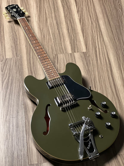 Epiphone ES-335 Bigsby in Olive Drab w/Premium GigBag