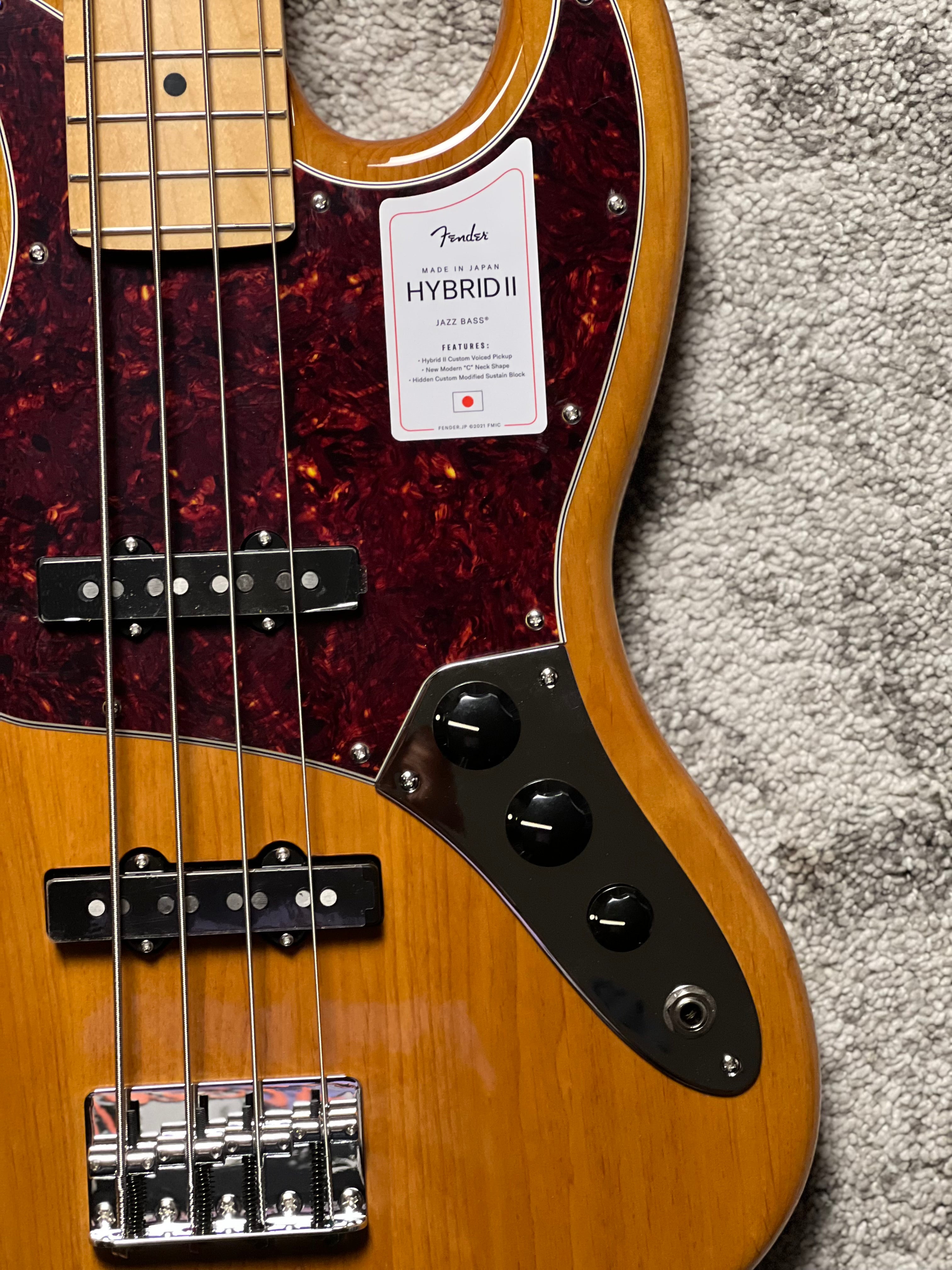 Fender Japan Hybrid II Jazz Bass with Maple FB in Vintage Natural