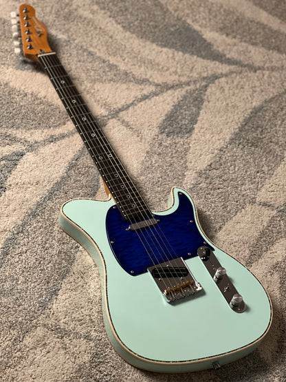 Dhatarattha Custom DTL in Sonic Blue with Rosewood FB and Blue Quilt Pickguard