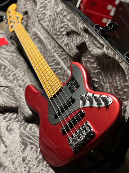 Fender American Ultra II Jazz Bass V Guitar with Maple FB in Sinister Red US24062970
