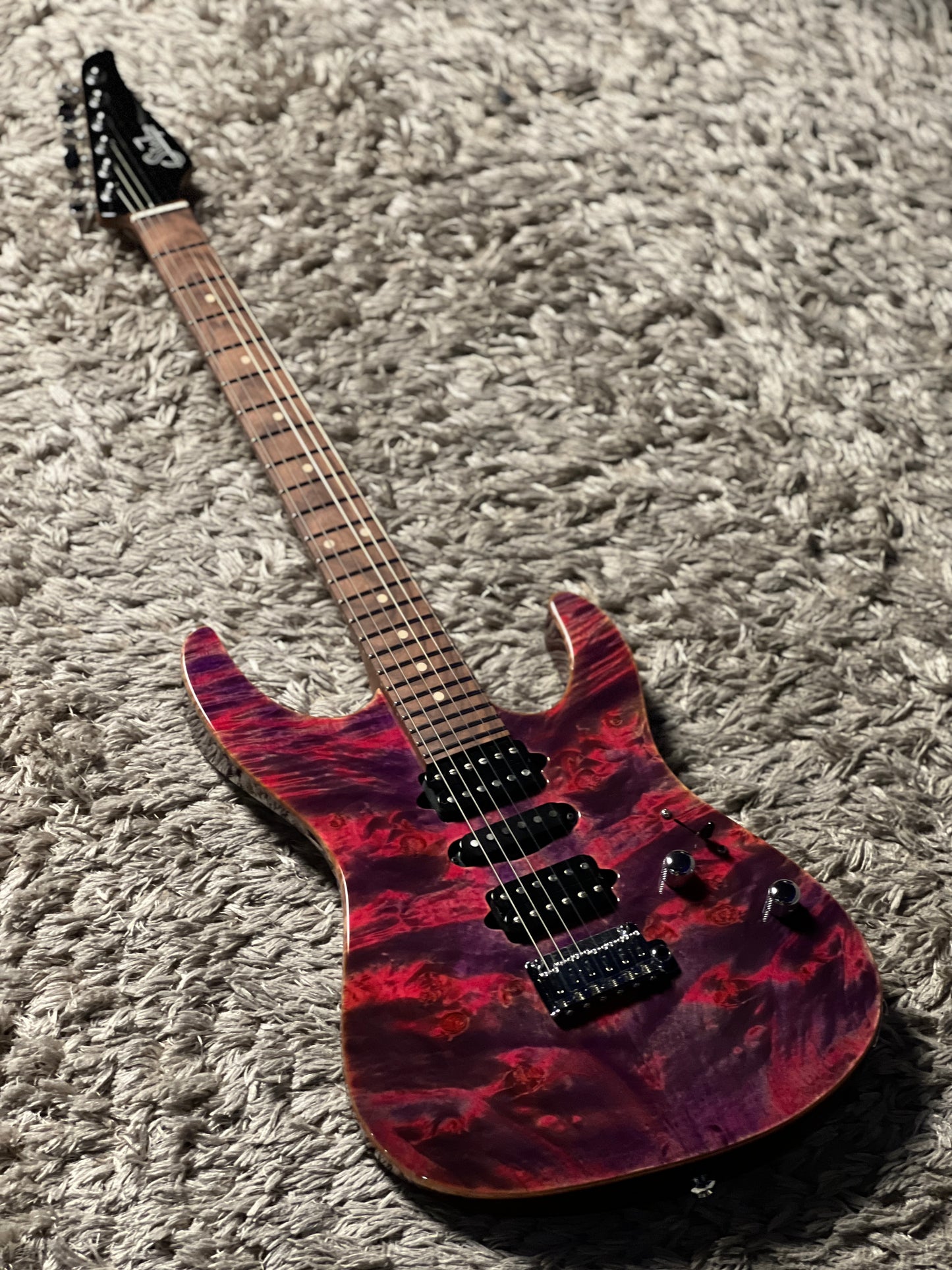 Suhr Custom Modern Pink Algae with Waterfall Burl Top 65152