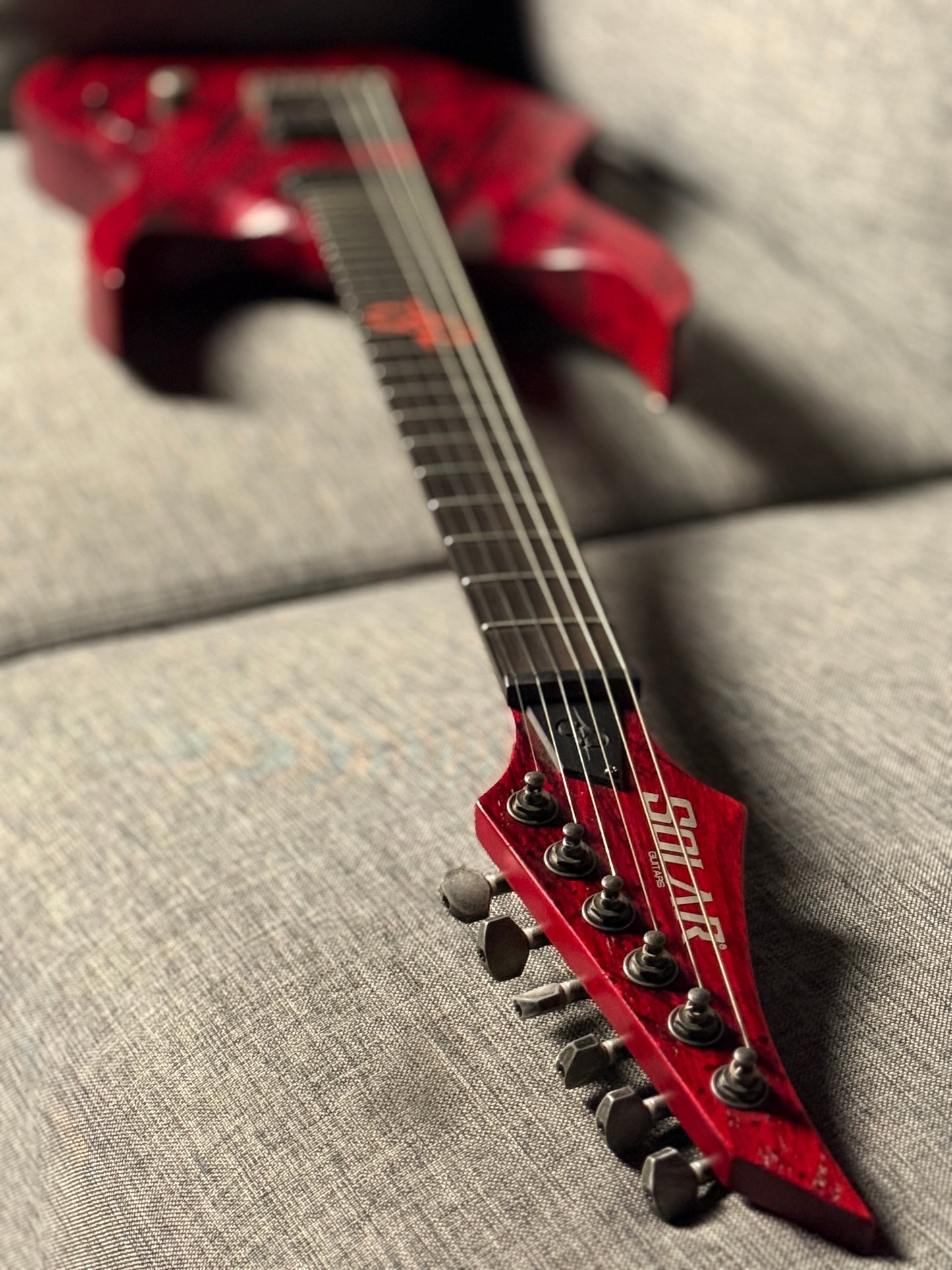 Solar Guitars A2.6 Canibalismo+ in Blood Red Open Pore with Blood Splatter IW21120562