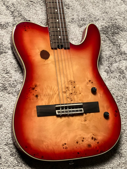 SQOE Spain SEGD-600 Nylon Electric Guitar with Piezo in Cherry Sunburst