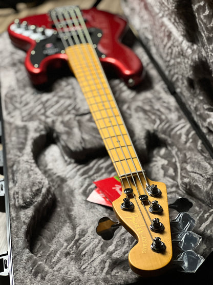 Fender American Ultra II Jazz Bass V Guitar with Maple FB in Sinister Red US24062970