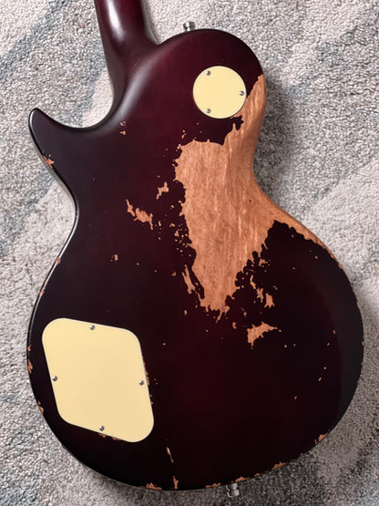 Dhatarattha Custom DLP in Iced Te Burst with 5A Quilt Top and Blooming Lilies Inlay