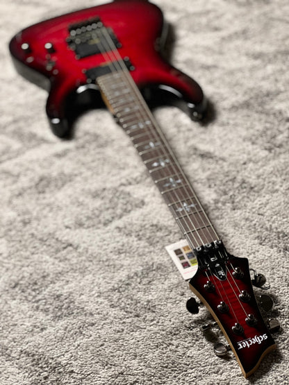 Schecter Demon-6 FR Flamed Maple Top in Crimson Red Burst
