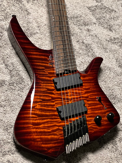SLX Raptor Hybrid MS-7 Model A Headless with Quilt Top in Tiger Eye Burst