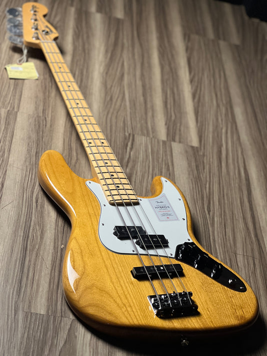 Fender Japan Hybrid II Jazz Bass PJ with Maple FB in Vintage Natural JD24005024