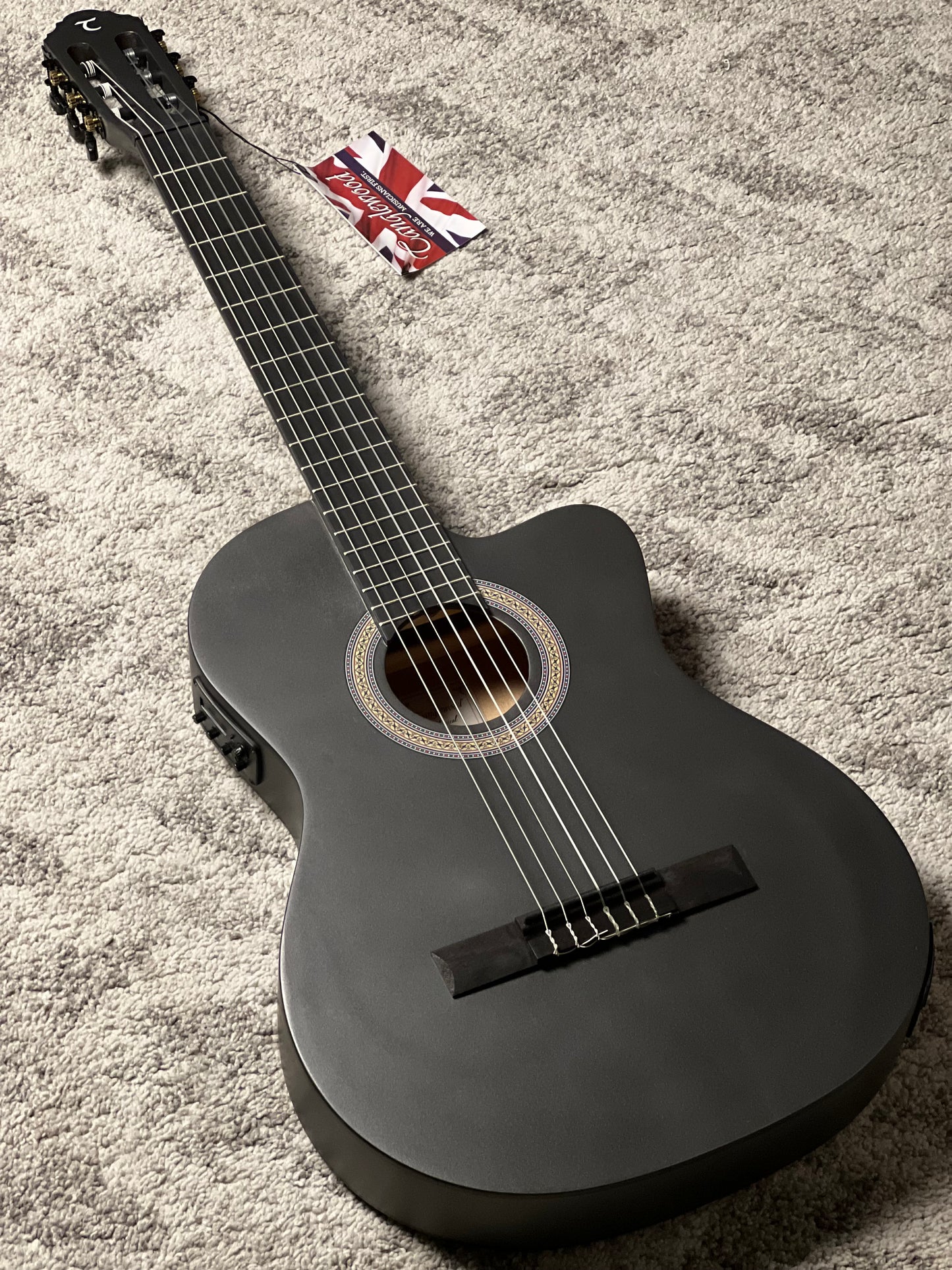 Tanglewood EMETCLE Enredo Madera Elegante Thinline Electro Classical Guitar in Metallic Grey Satin