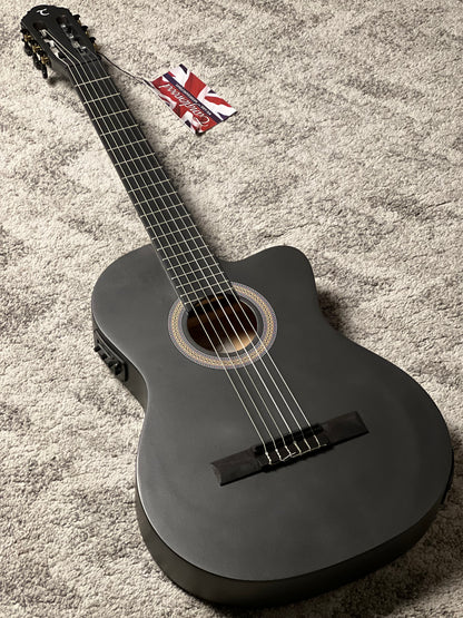 Tanglewood EMETCLE Enredo Madera Elegante Thinline Electro Classical Guitar in Metallic Grey Satin