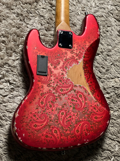 Dhatarattha Custom DEB 4 String in Pink Paisley with Nitrocellulose Lacquer Relic