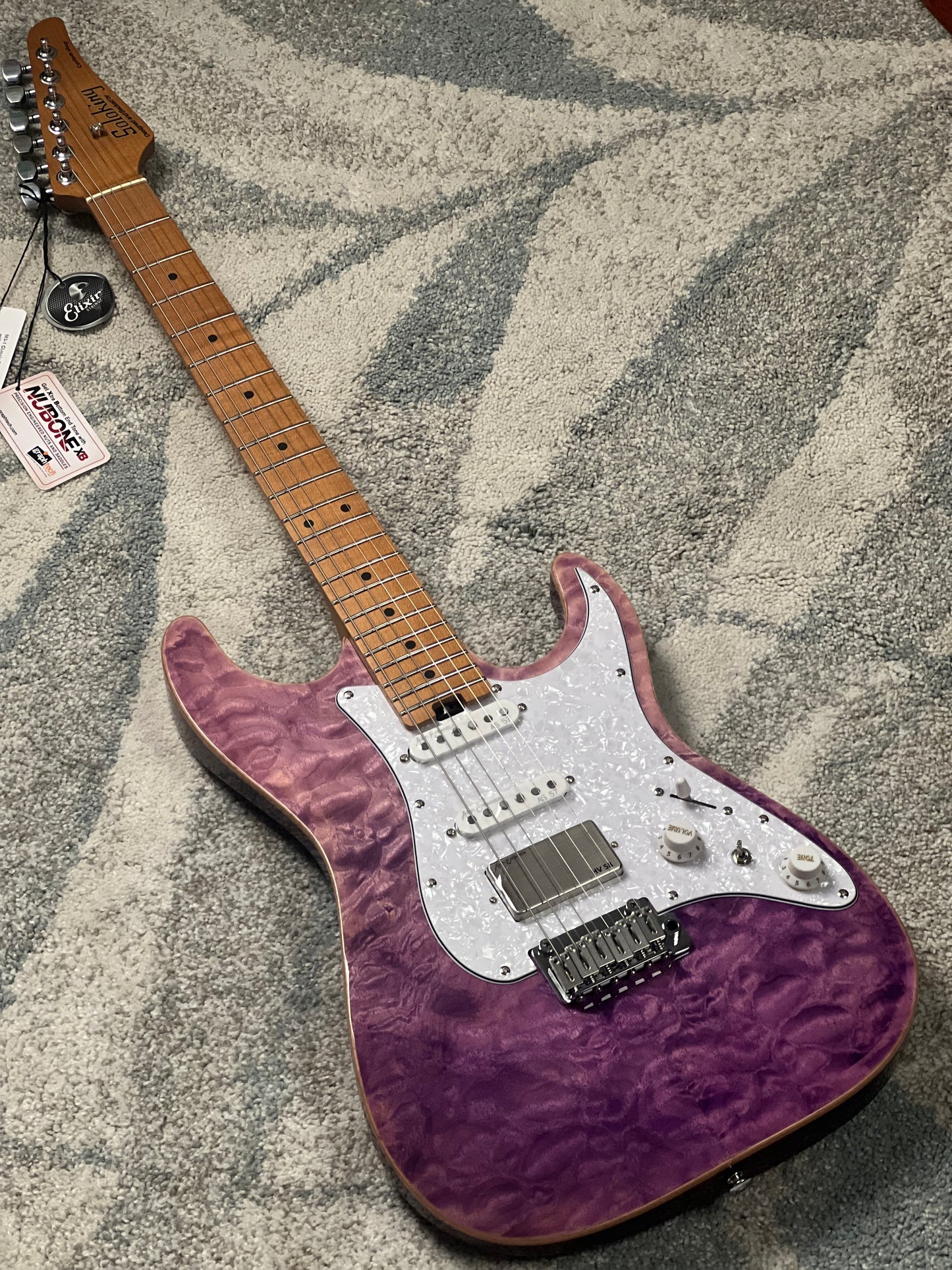 Soloking MS-1 Classic MKII Flat Top in Deep Purple Surf with 5A Quilt Top Nafiri Special Run