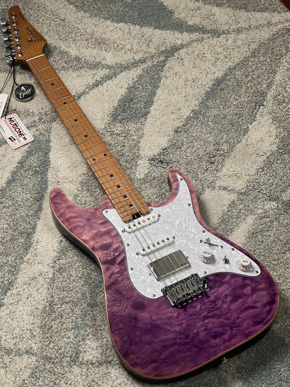Soloking MS-1 Classic MKII Flat Top in Deep Purple Surf with 5A Quilt Top Nafiri Special Run