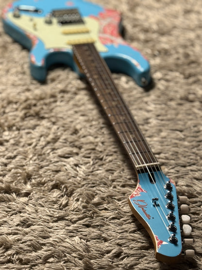 Dhatarattha Performance DST HSS in Daphne Blue over Pink Paisley with RW FB and Nitrocellulose Lacquer Relic