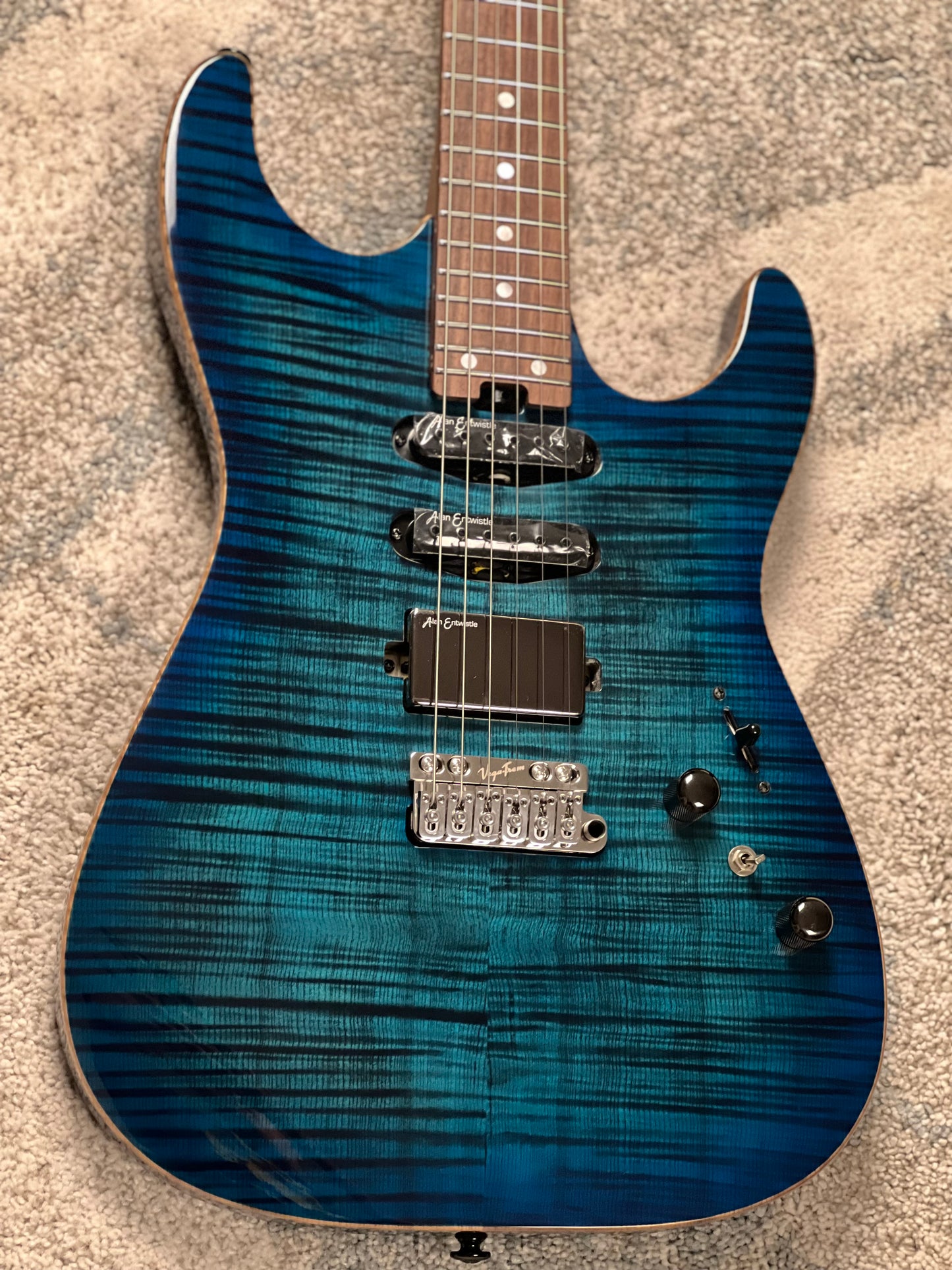 Soloking MS-1 Custom 24 HSS VT with Rosewood FB in Ultraviolet Blue Burst