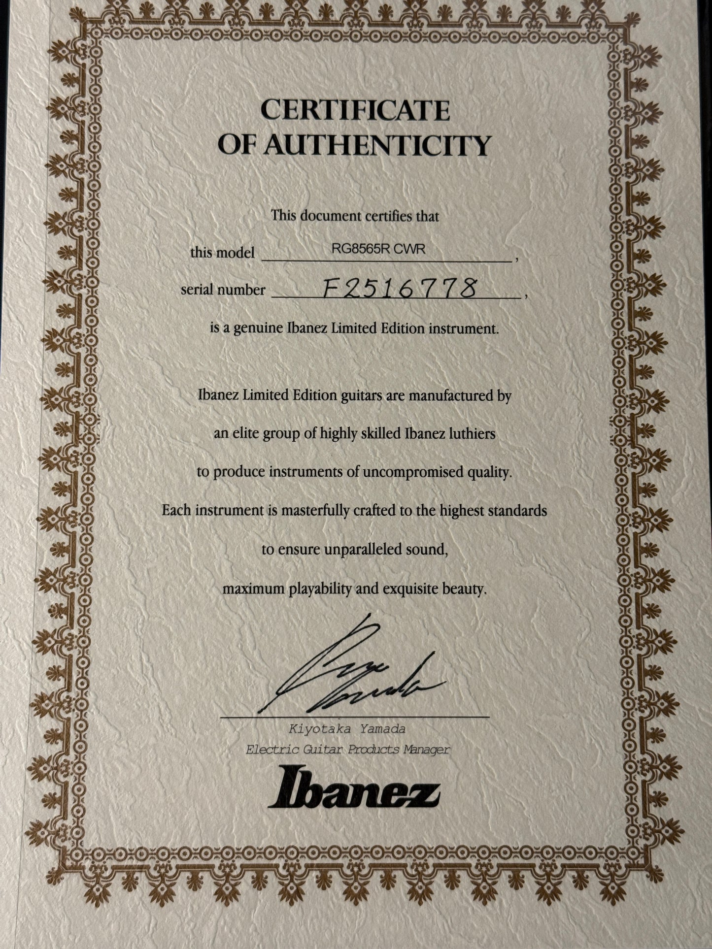 Ibanez J Custom RG8565R-CWR in Charmant Wine Red with Case F2516778