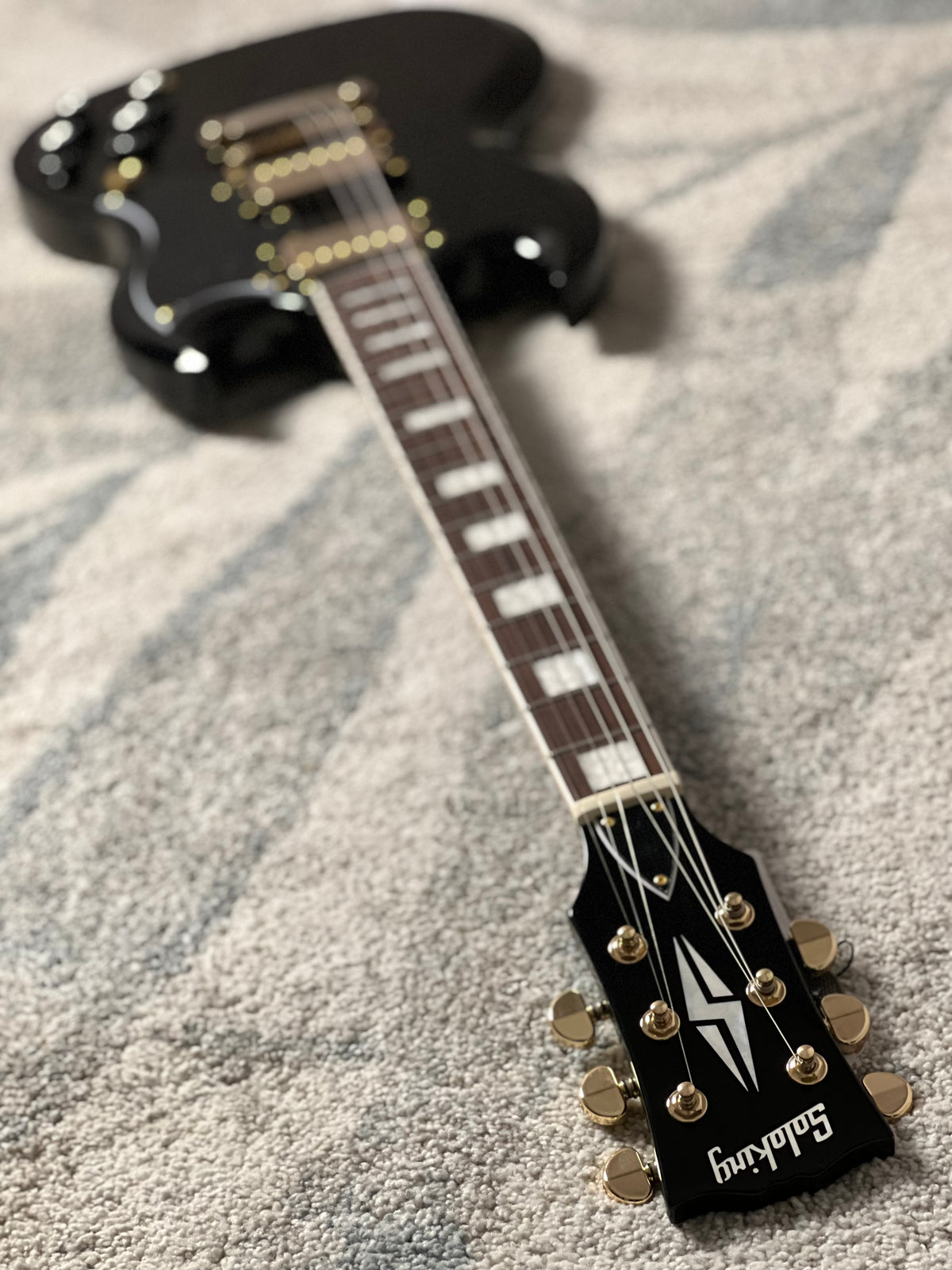 Soloking SG60 MKII in Ebony with Gold Hardware (Altered Headstock)