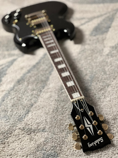 Soloking SG60 MKII in Ebony with Gold Hardware (Altered Headstock)