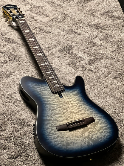 Ibanez FRH20QMN-CTL Acoustic-Electric Guitar in Cosmic Blue Starburst Low Gloss
