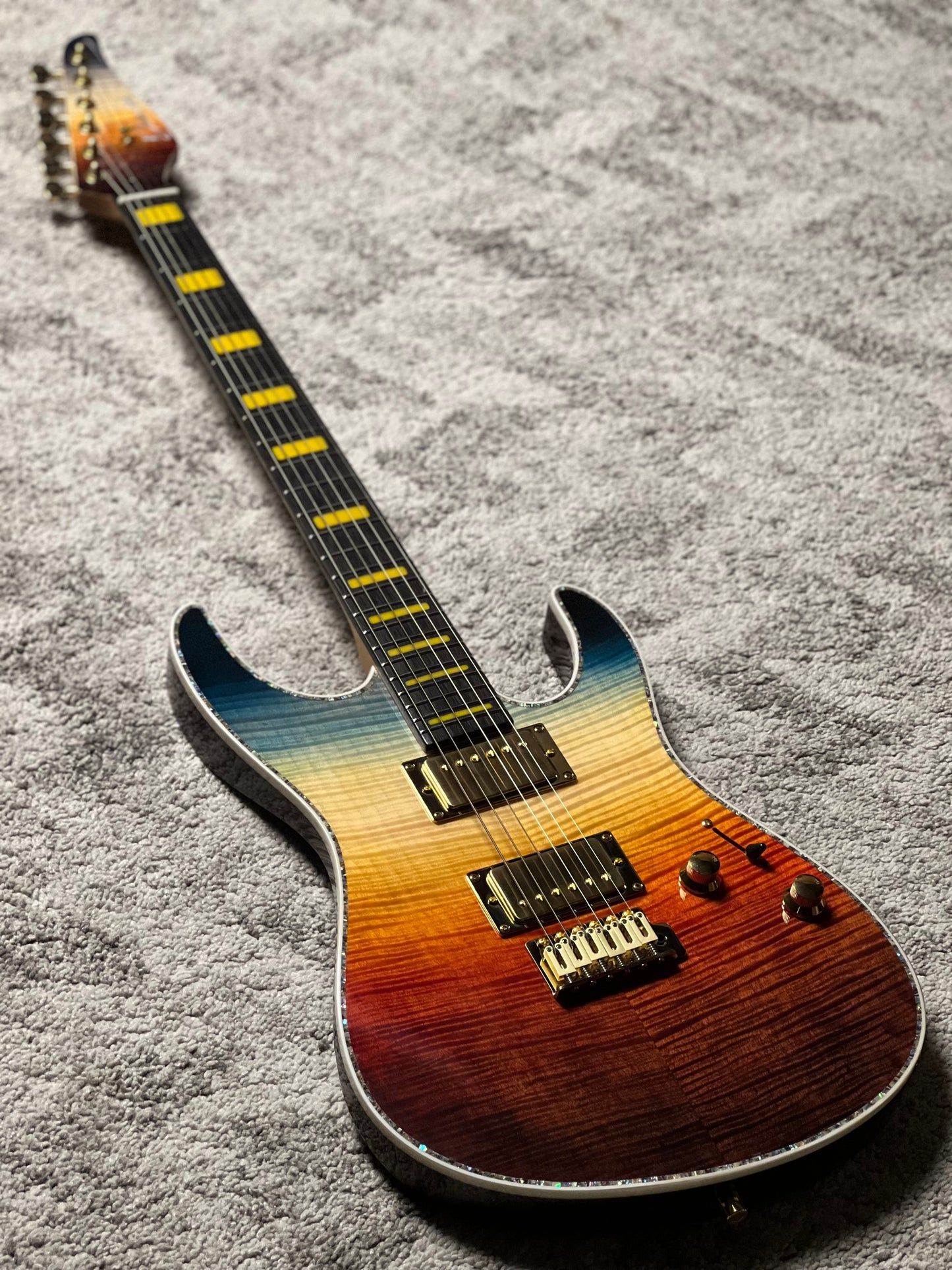 Dhatarattha Custom DST HH Flame in Ocean Fire Double Wipeout with Rosewood FB