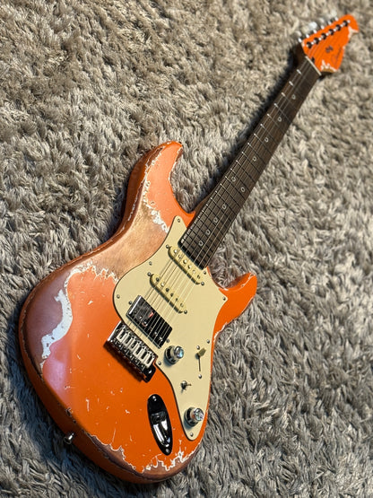 Dhatarattha Performance DST HSS in Capri Orange with RW FB and Nitrocellulose Lacquer Relic