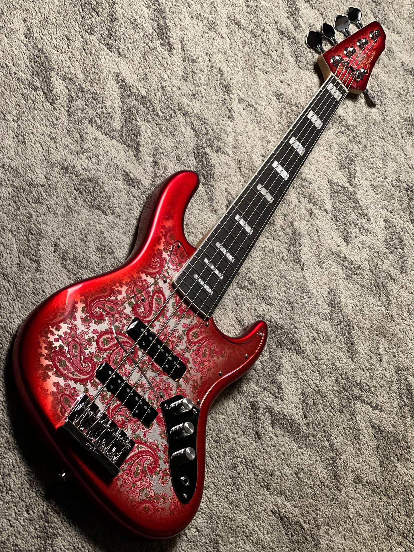 Dhatarattha Custom DEB 5 String Bass in Pink Paisley with RW FB