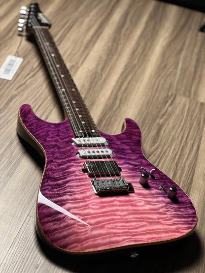 Soloking MS-1 Custom 24 HSS Quilt with Rosewood FB in Purple Wakesurf JESCAR