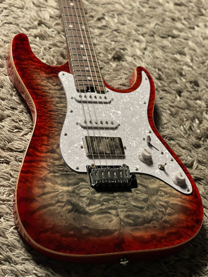 Soloking MS-1 Classic MKII Flat Top in Sapphire Red Burst with 5A Quilt Top Nafiri Special Run