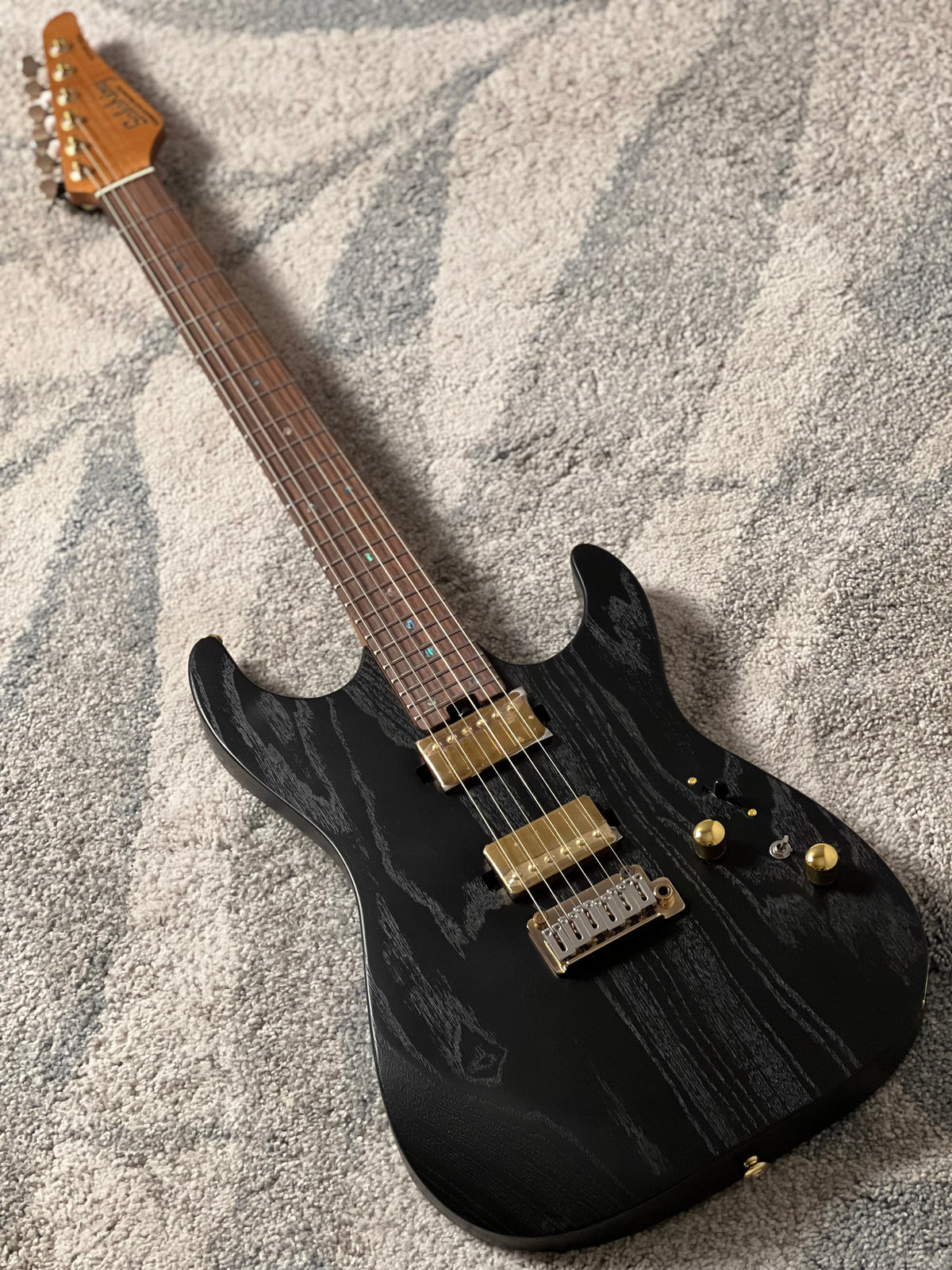 Soloking MS-1 Custom 24 HH Ash Gold Hardware in Open Pore Matte Black Limited Edition