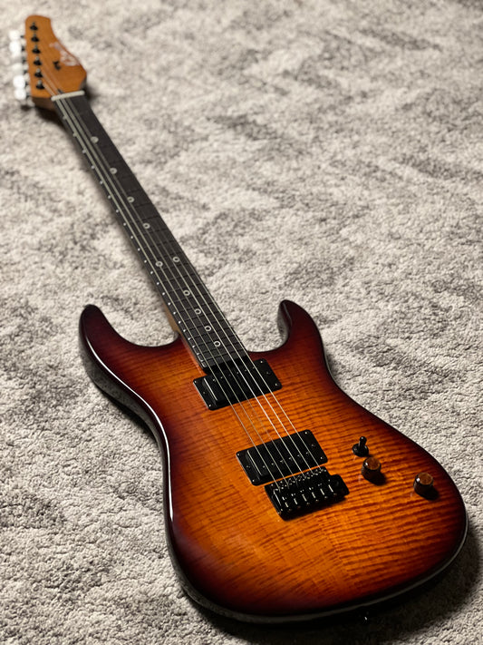 Dhatarattha Custom DST HH Flame in Hazel Burst with Rosewood FB