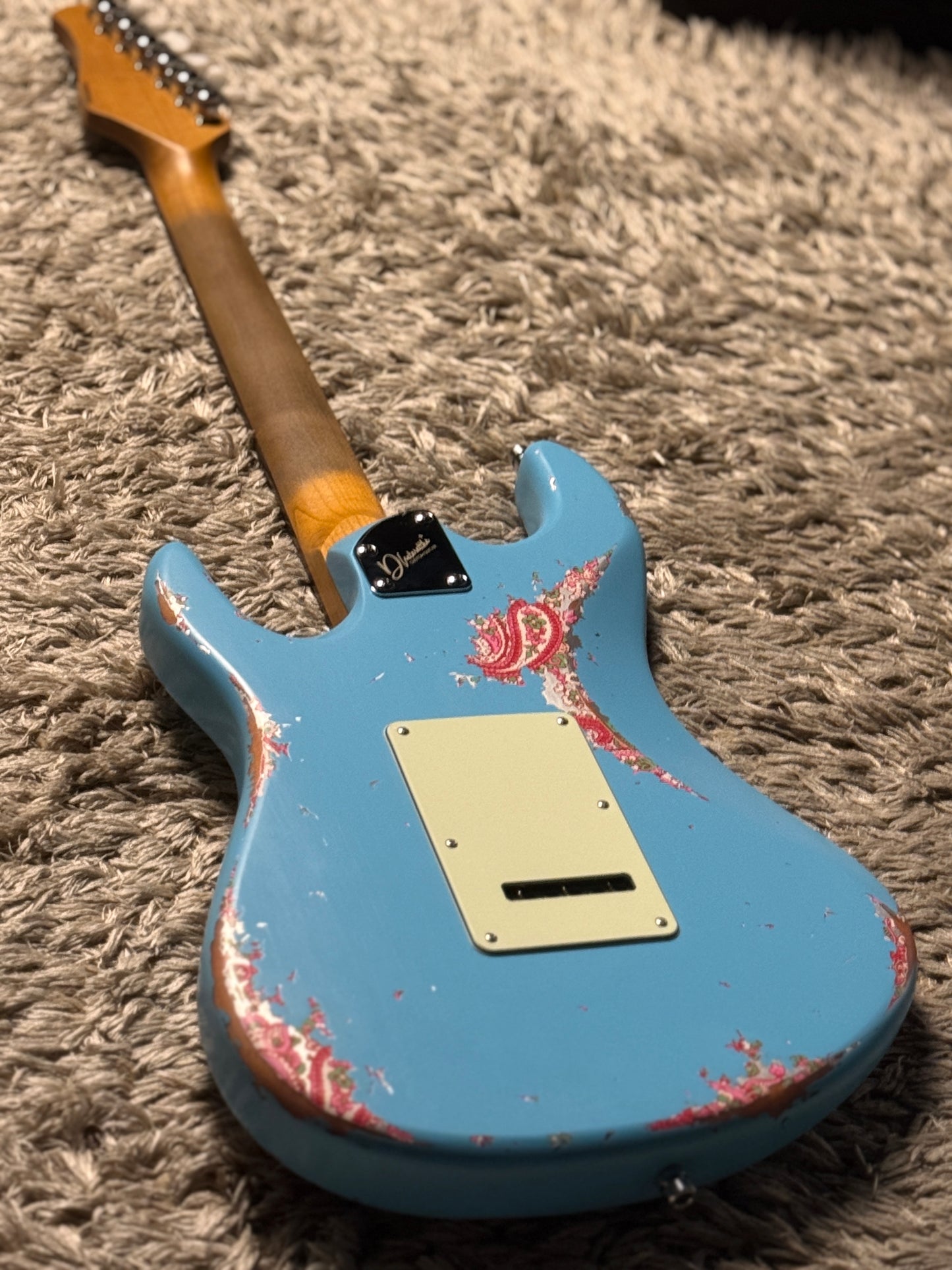 Dhatarattha Performance DST HSS in Daphne Blue over Pink Paisley with RW FB and Nitrocellulose Lacquer Relic