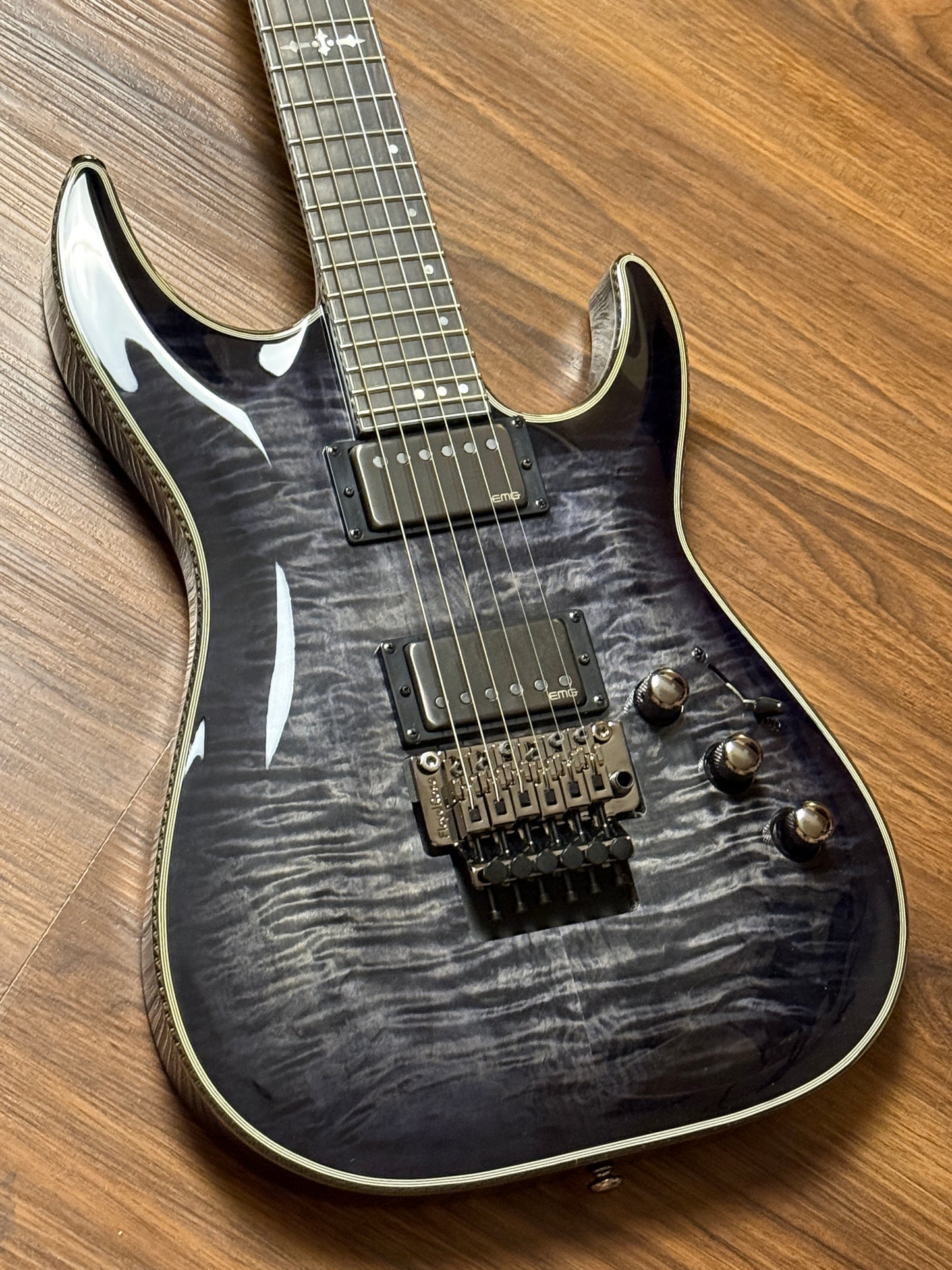 Schecter Hellraiser Hybrid C-1 FR TBB with Floyd Rose in Trans Black W23070015