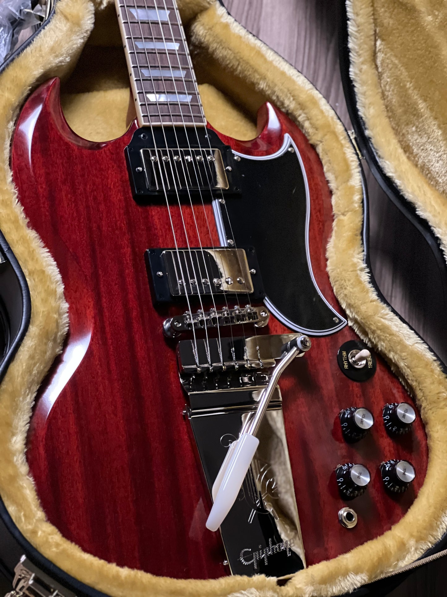 Epiphone 1964 SG Standard with Maestro Vibrola Reissu in Cherry Red w/Case